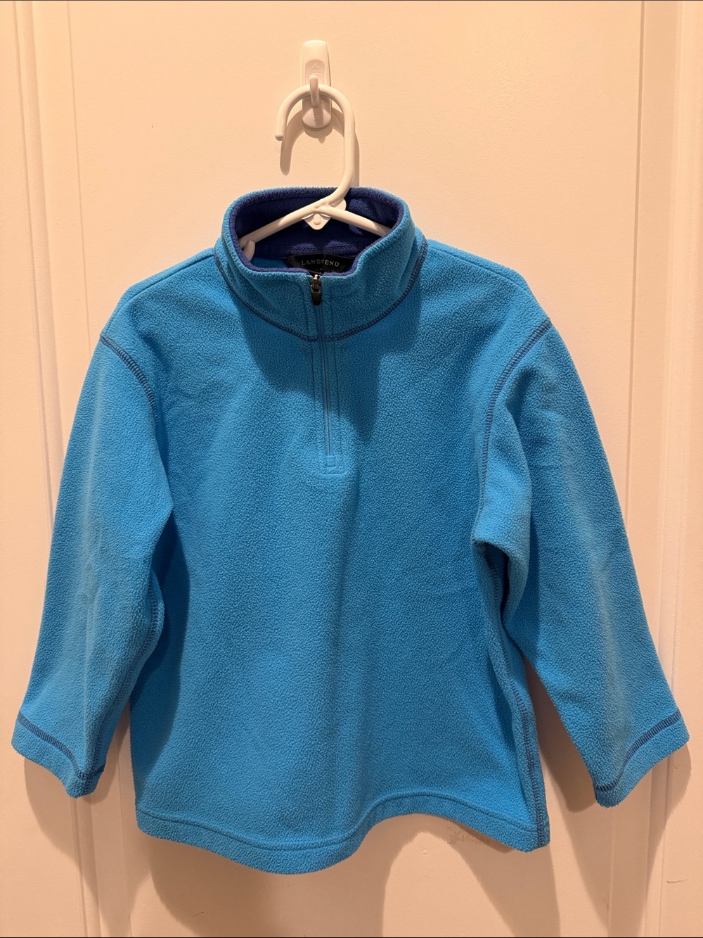 Lands' End Kids Blue Quarter-Zip Fleece Pullover